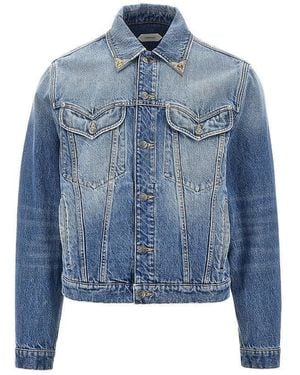 Versace Denim Jacket With Medusa Details - Blue
