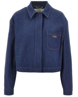 Fendi Cropped Denim Jacket - Blue
