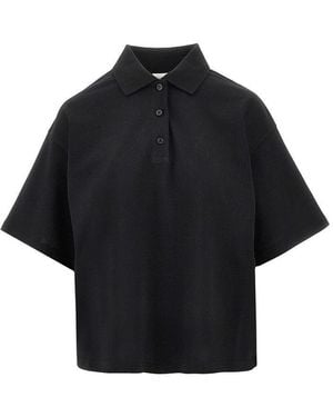 Saint Laurent Piquet Boxy Fit Polo Shirt - Black