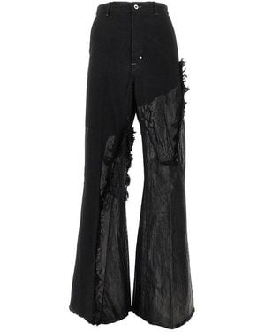 Rick Owens 'Joris' Denim And Canvas Trousers - Black