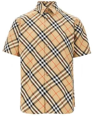 Burberry Check Poplin Short-Sleeved Shirt - Metallic