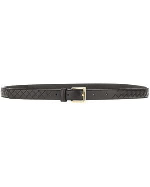 Bottega Veneta Intrecciato Nappa Leather 'Solo' Belt - Black