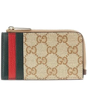 Gucci Coated Gg Fabric Cardholder - Natural