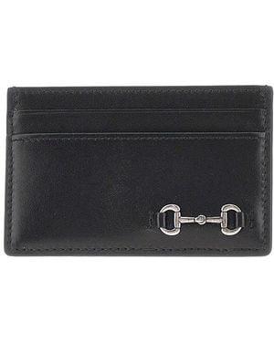 Gucci Leather Cardholder With Horsebit Detail - Black