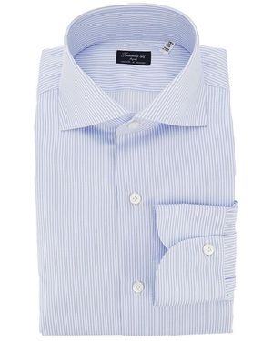 Finamore 1925 'Milano' Cotton Shirt With Striped Motif - Blue