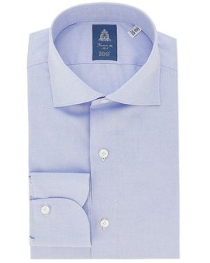 Finamore 1925 'Milano' Cotton And Cashmere Blend Shirt - Blue
