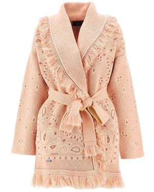 Alanui Bandana Jacquard Cashmere Blend Cardigan - Pink