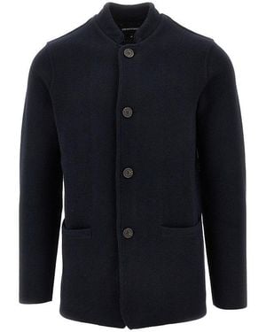 Emporio Armani Travel Essential Milano Stitch Wool Jacket - Blue