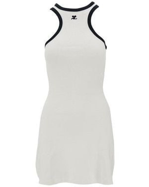 Courreges Contrasting Edges Jersey Mini Dress - White