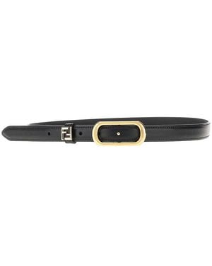 Fendi 'Ff' Leather Belt - Black