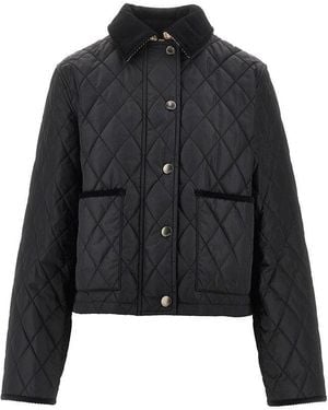 Burberry Quilted Jacket With Corduroy Details - Black
