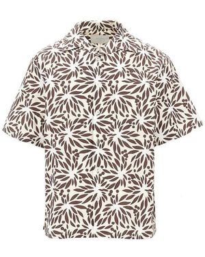 Prada Printed Cotton And Silk Bowling Shirt - White
