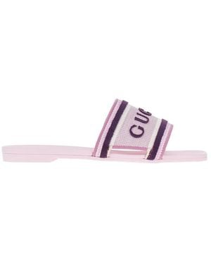 Gucci Fabric And Rubber Slides - Purple