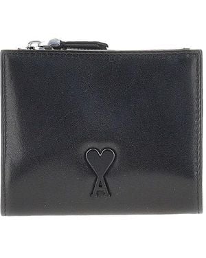 Ami Paris Leather Bi-Fold Voulez-Vous Wallet - Black
