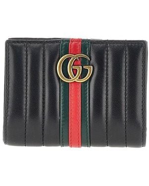 Gucci 'Gg Marmont' Nappa Leather Bi-Fold Wallet - Grey