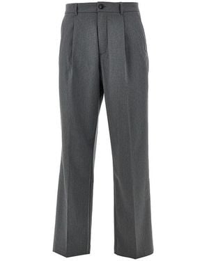 Les Deux 'Reece' Mini Check Viscose-Blend Trousers - Grey