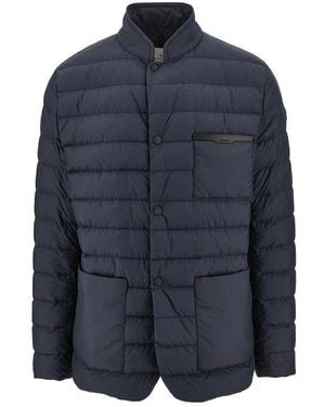 Moncler 'Kenai' Down Jacket With Leather Details - Blue