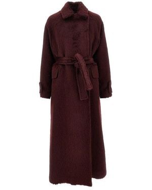 Max Mara Alpaca-Blend Oversized Long Coat - Red