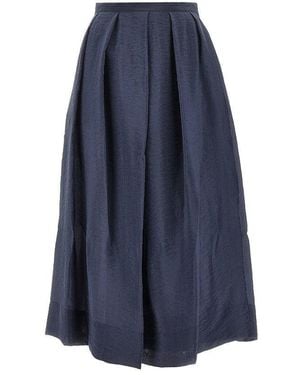 Emporio Armani Tecno Creponne Midi Skirt - Blue