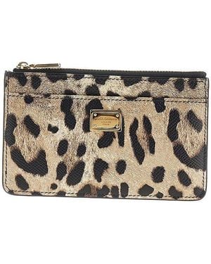 Dolce & Gabbana Dolce&Gabbana Leopard-Print Leather Cardholder Pouch - Metallic