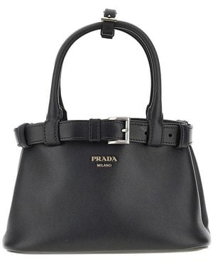 Prada Leather Small Buckle' Bag - Black