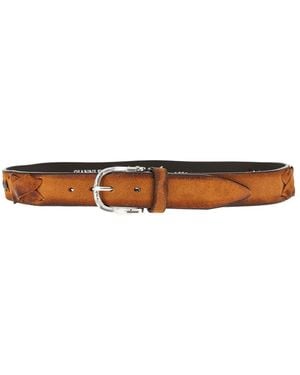 GIANNIFRANCO BELTS Topstitched Suede Leather Belt - Brown