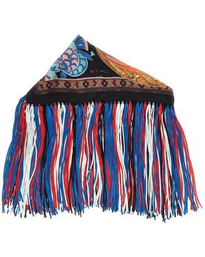 Etro Fringed Silk Scarf - Blue