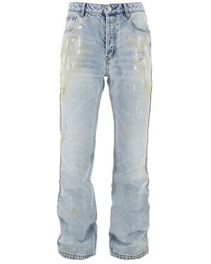 Cole Buxton Paint Marked Straight Leg Jeans - Blue