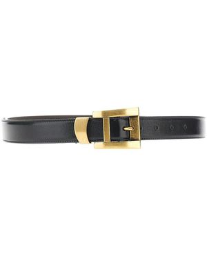 Versace Leather Belt With Logo Print - Green