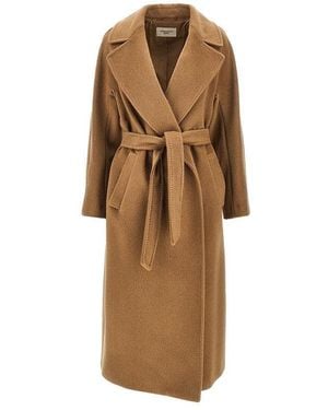 Weekend by Maxmara Wool-Blend Robe Coat With Belt - Brown