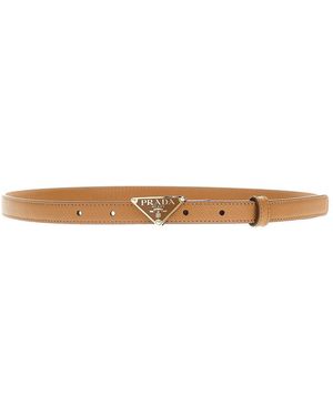 Prada Saffiano Leather Slim Belt - Natural