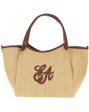 Emporio Armani Synthetic Raffia Medium Shopping Bag - Brown