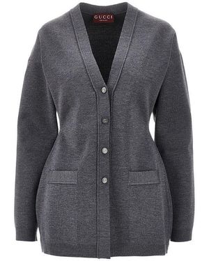 Gucci Wool-Blend Hourglass Cardigan - Grey