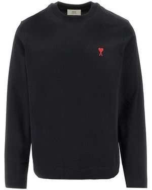 Ami Paris De Coeur' Long-Sleeved T-Shirt - Blue