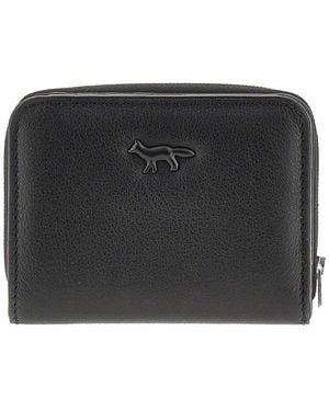 Maison Kitsuné 'Profile Fox' Leather Small Wallet - Black