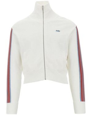 Autry Knitted Track Jacket With Logo Embroidery - White