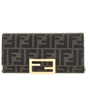 Fendi Ff Canvas 'Baguette' Clutch/Wallet - Grey