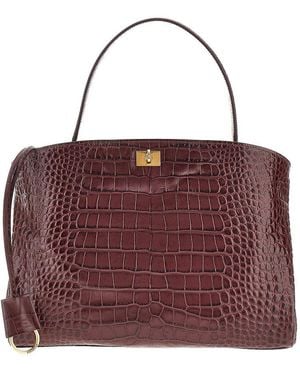 Balenciaga Croco-Embossed Leather Medium 'Rodeo' Bag - Purple