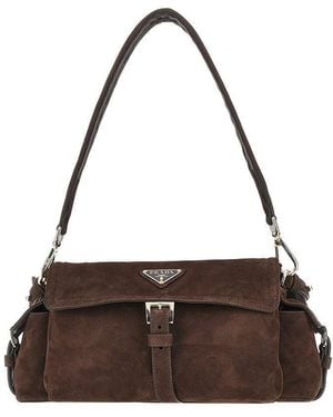 Prada Suede Leather Medium Explore' Bag - Brown
