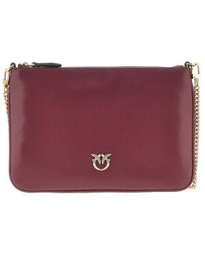 Pinko Flat Classic Leather Pouch - Purple