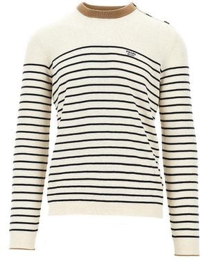 Prada Linen-Blend Marinière Jumper - White