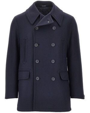 Tagliatore Double Wool Double-Breasted Coat - Blue