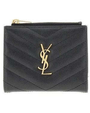 Saint Laurent 'Cassandre' Grain Leather Wallet - Black