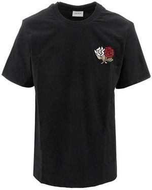 Les Deux Embroidered Flower Logo T-Shirt - Black