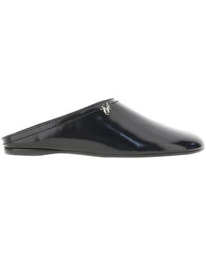 Emporio Armani Pantent And Brushed Leather Mules - Grey