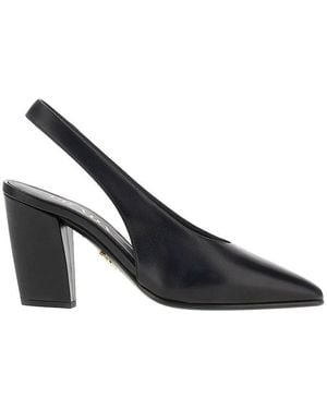 Prada Leather Slingback Pumps - Blue
