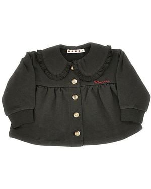 Marni French Terry Jacket With Ruffled Collar Kids - Black