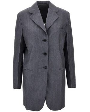 Jil Sander Fil-À-Fil Wool Tailored Jacket - Blue