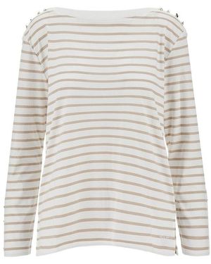Emporio Armani Striped T-Shirt With Buttons - White