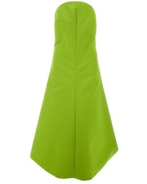 Philosophy Satin Flared Strapless Ankle Dress - Green